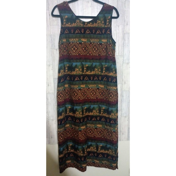 Just In Thyme Ltd Dress Tribal Zebra Print Boho Sleeveless 100% Rayon 14 Petite - Picture 1 of 4
